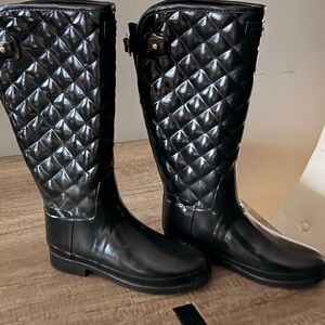 Hunter Black Quilted Women's Rain Boots